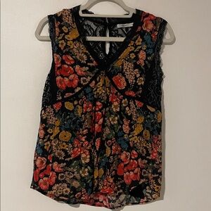 Hazel Sleeveless Floral Blouse - Black and Multicolor